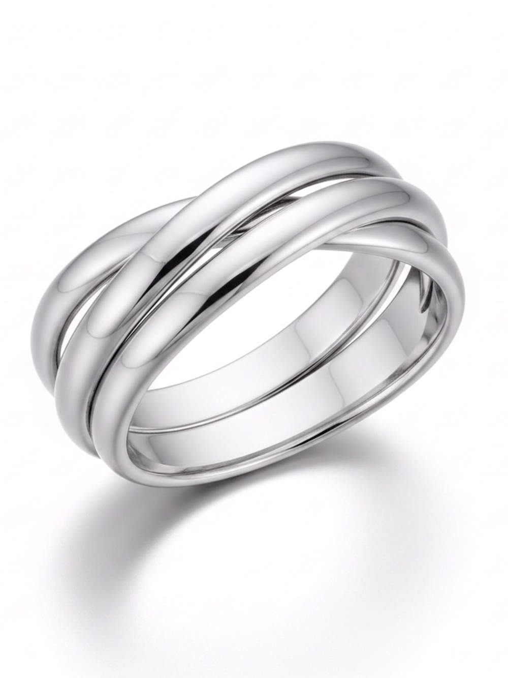 Womens Stainless‎ Steel Ring with 3 Interlocking Bands